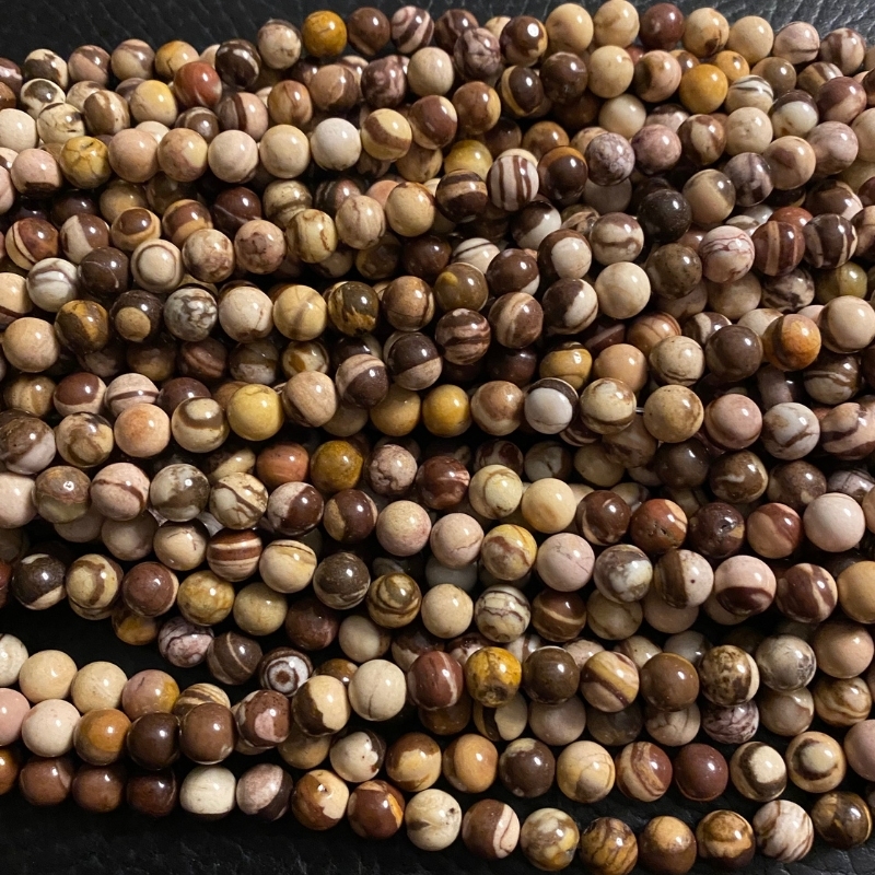 8 mm Stripe agat perler i brune nuancer - Du får en hel streng.