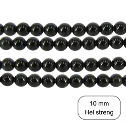 10 mm Sort onyx perler. Du køber en hel streng.