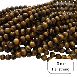 10 mm Tigerøje perler - Hel streng
