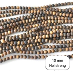 10 mm MAT Tigerøje perler - Hel streng