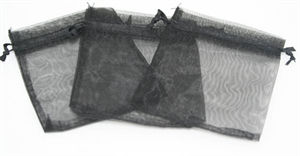 Smykkepose, Organza, Sort 13 x 18 cm, 3 stk.