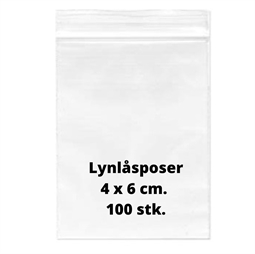 Små plastik lynlåsposer 4 x 6 cm 100 stk.