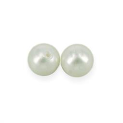 Hvide 6 mm anborede shell perler