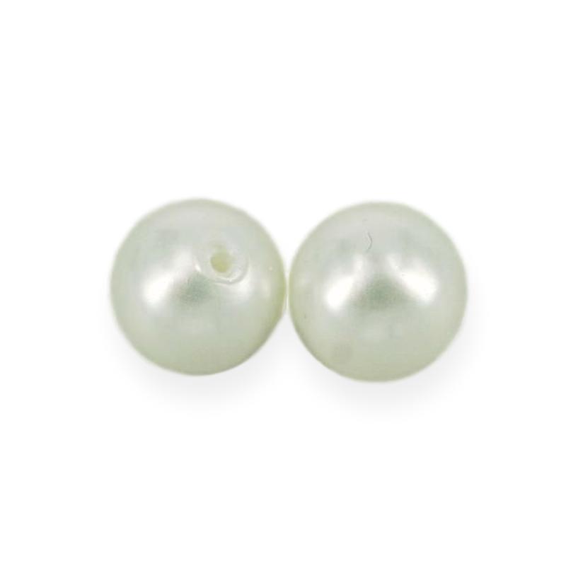 Hvide 8 mm anborede shell perler