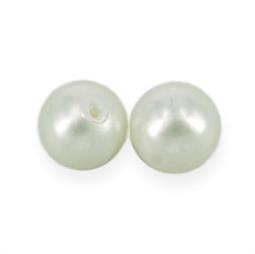 Hvide 10 mm anborede shell perler