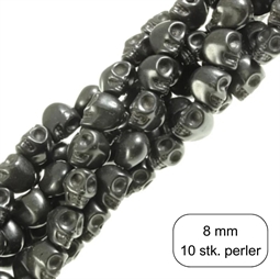 Dødningehoved perler, ca. 8 mm, 10 stk.