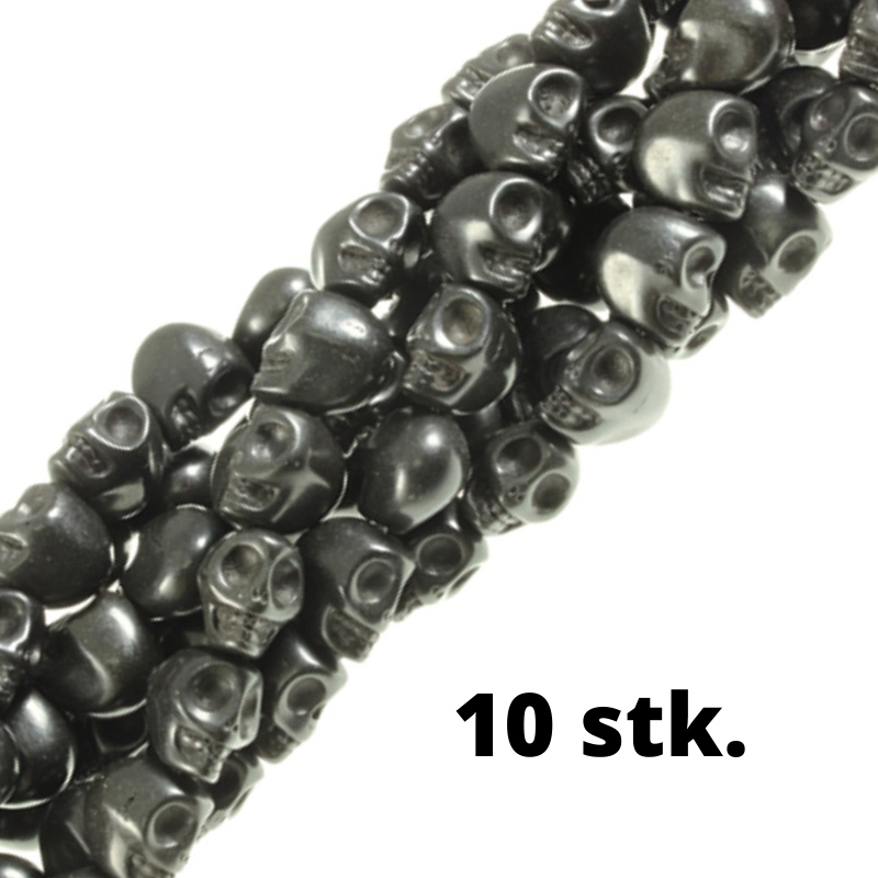 Dødningehoved perler, ca. 8 x 7 mm, 10 stk.