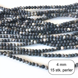 15 stk. 4 mm MAT Picasso agat perler