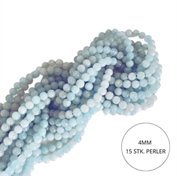 15 stk. 4 mm Aquamarin perler