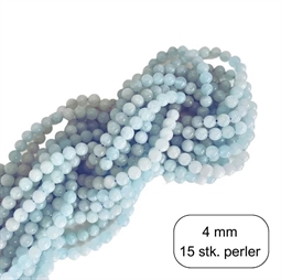 15 stk. 4 mm Aquamarin perler