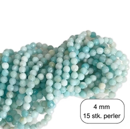 15 stk. 4 mm Amazonit facet perler