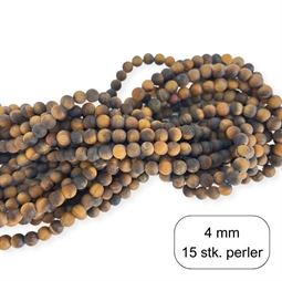 4 mm Mat tigerøje perler. Du får en pose med 15 stk. perler. 