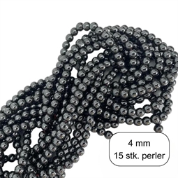 15 stk. 4 mm Hæmatit perler