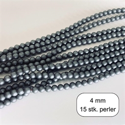 15 stk. 4 mm MAT Hæmatit perler