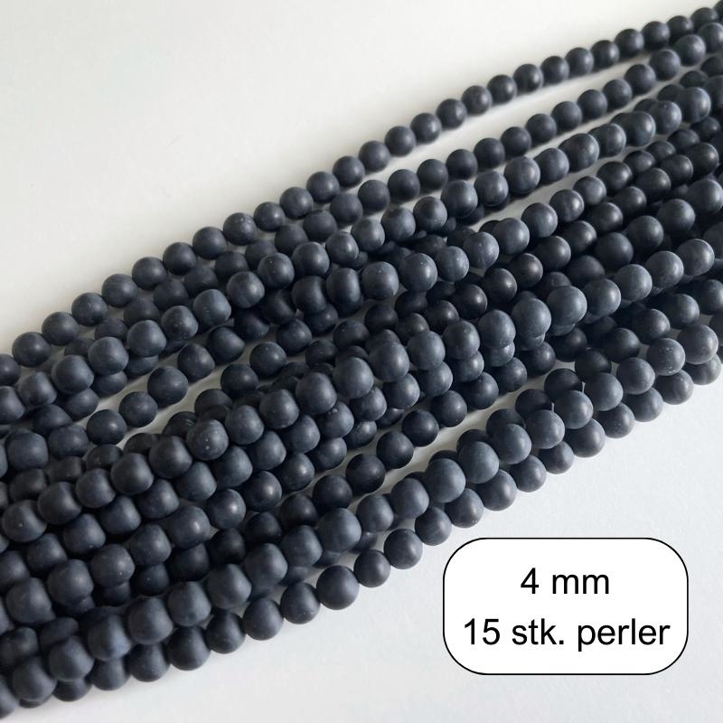 15 stk. 4 mm MAT Sort Onyx perler