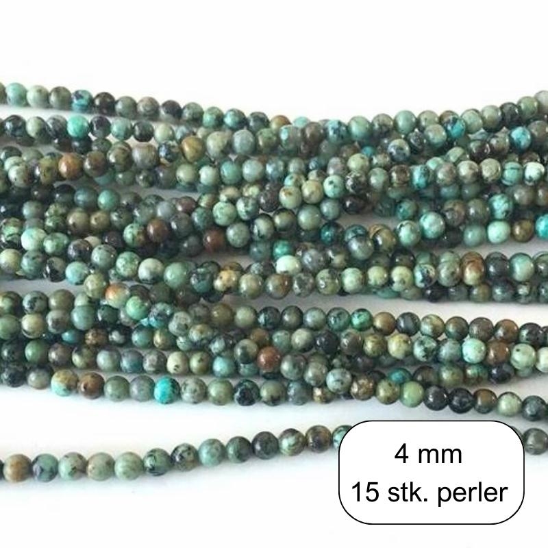 15 stk. 4 mm, Afrikansk turkis perler
