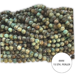  4 mm facetteret Afrikansk turkis perler. Du får en pose med 15 stk. perler.