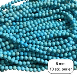 10 stk. 6 mm Turkis magnesite perler