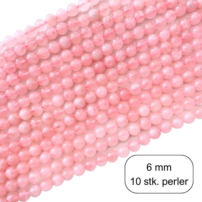 10 stk. 6 mm Rosakvarts perler