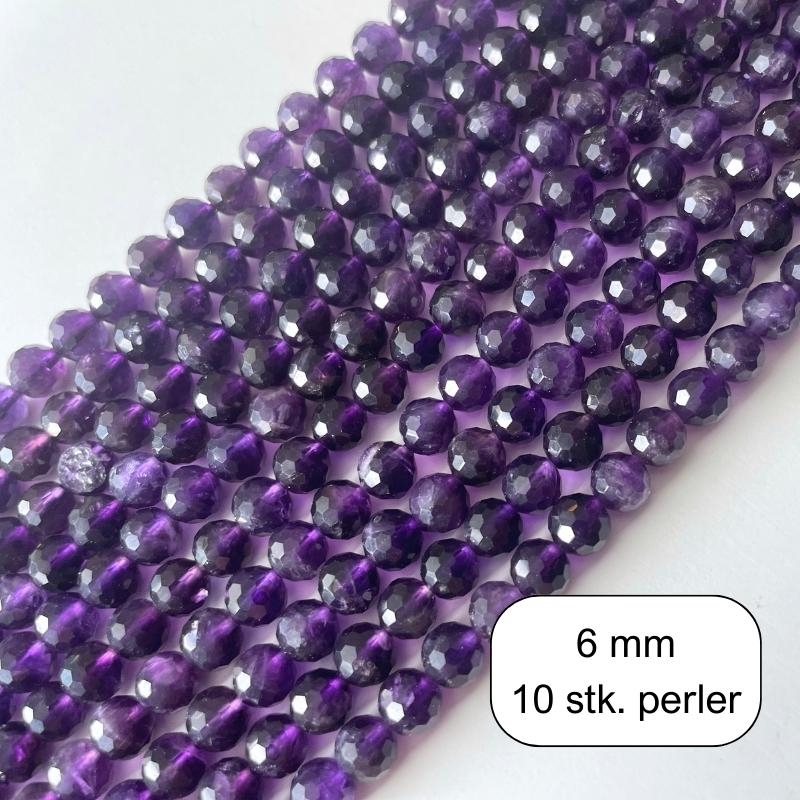 10 stk. 6 mm Ametyst perler materialer til lav selv smykker