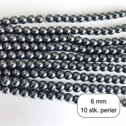 10 stk. 6 mm Hæmatit perler