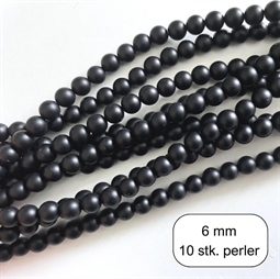 10 stk. 6 mm Mat Sort onyx perler