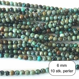  10 stk. 6 mm Afrikansk turkis perler