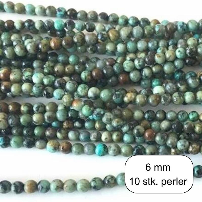  10 stk. 6 mm Afrikansk turkis perler