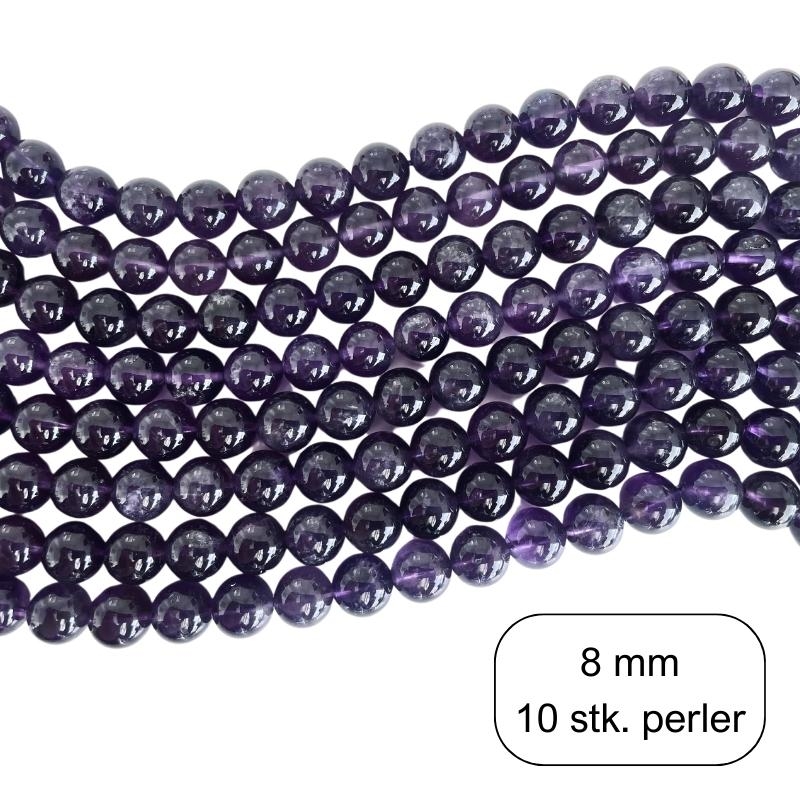 10 stk. 8 mm Ametyst perler