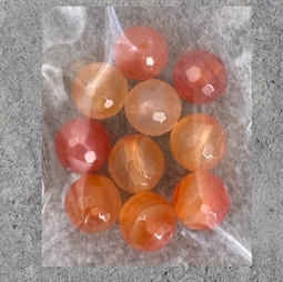 10 stk. 8 mm Rød agat, facet perler