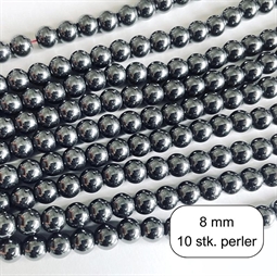 10 stk. 8 mm Hæmatit perler