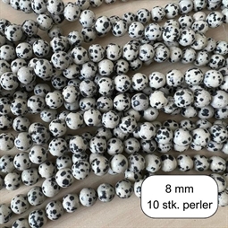 10 stk. 8 mm Dalmatiner jaspis perler