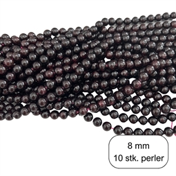 10 stk. 8 mm Granat perler 