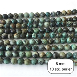 10 stk. 8 mm Afrikansk turkis, facet perler