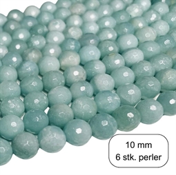 6 stk. 10 mm Amazonit, facet perler
