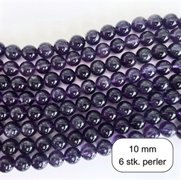 Ametyst perler 10 mm, 6 stk. 