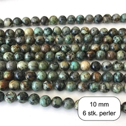 6 stk. 10 mm Afrikansk turkis perler