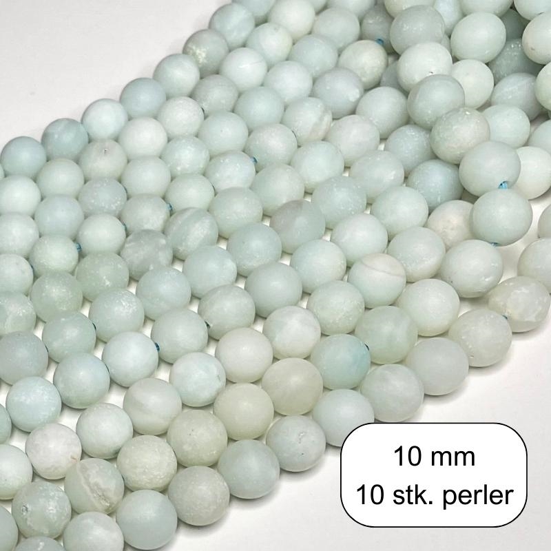 6 stk. 10 mm MAT Amazonit perler
