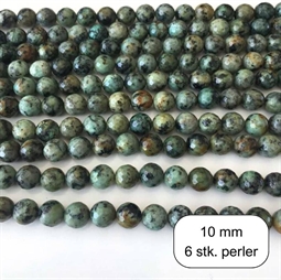 6 stk. 10 mm Afrikansk turkis, facet perler