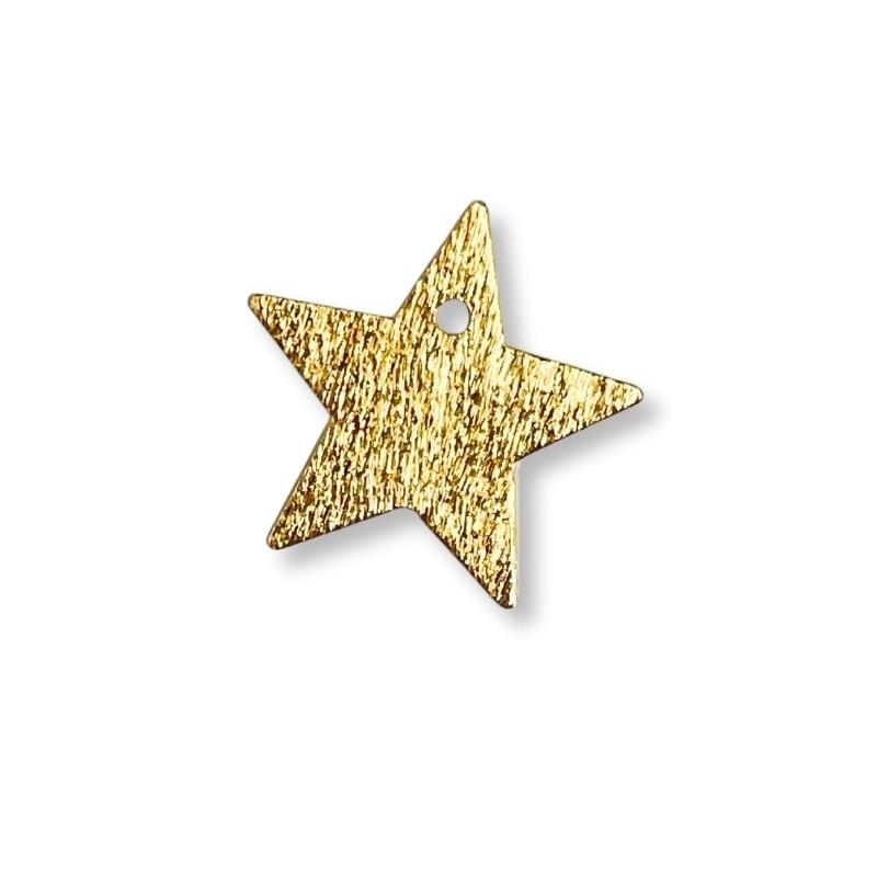 Stjerne 14 mm, Børstet, Forgyldt sølv 