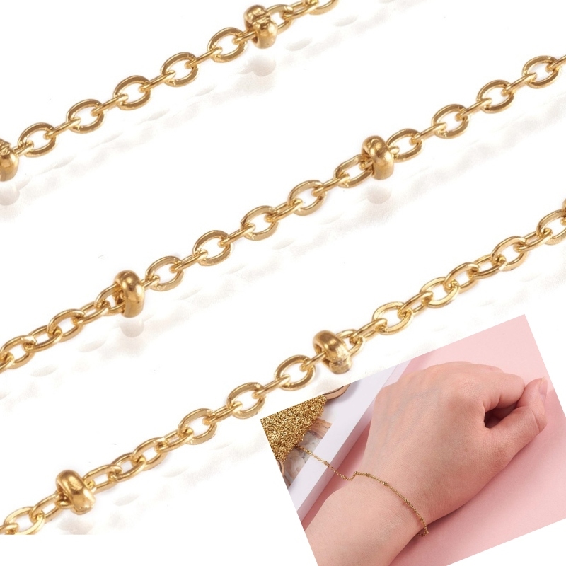 Kæde med perler - Guldfarvet rustfri stål