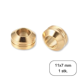 Guldfarvet Stålperle med riller ca. 11 x 7 mm