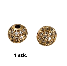 8 mm Perle med klare zirkonia sten  - Der er 1 stk. i posen.