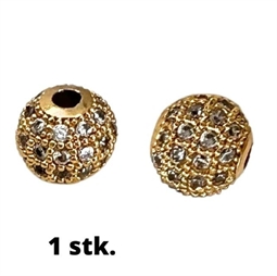 10 mm Perle med klare zirkonia sten  - Der er 1 stk. i posen.