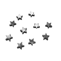 Sølvfarvet stjerner, 4 mm, 10 stk.