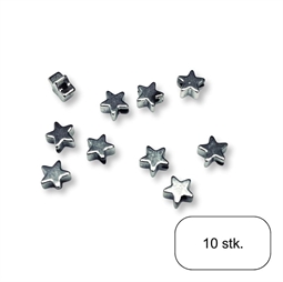 Sølvfarvet stjerner, 4 mm, 10 stk.