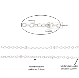 Kæde med 2 mm perler - Forsølvet 