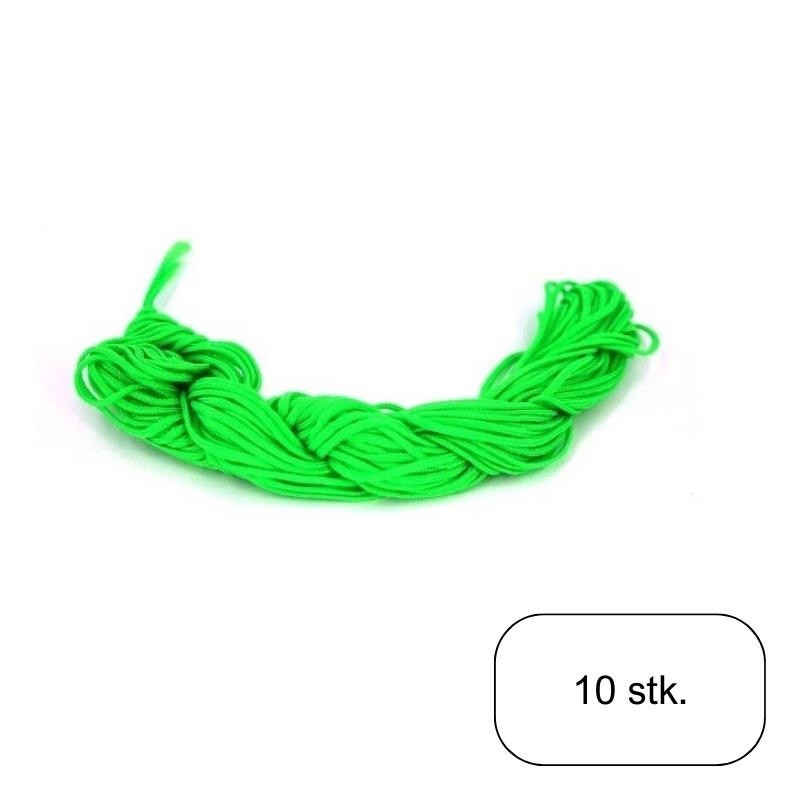 10 stk. Knyttesnor, Neongrøn polyester ca. 2 mm, 