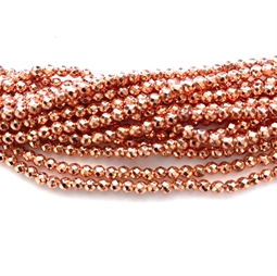 3 mm Rosaguldfarvet Hæmatit, facet, 1/1 streng