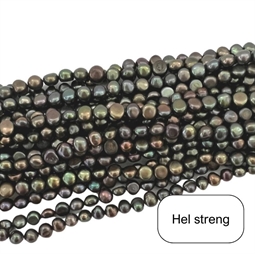 Ferskvandsperler, Guldgrøn, 5 - 6 mm - Hel streng